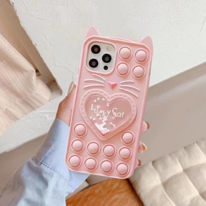 UTGATT5 - Love Cat Pop it Fidget Skal iPhone 7/8/SE 2020 - Pink