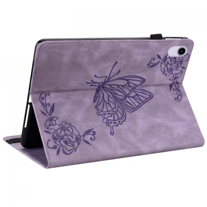 A-One Brand - iPad mini 6 (2021) Fodral Imprinted Butterfly Flower - Lila