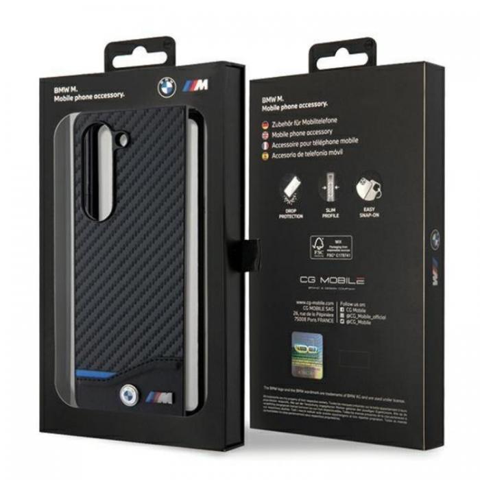 BMW - BMW Galaxy Z Fold 5 Mobilskal Lder Carbon - Svart