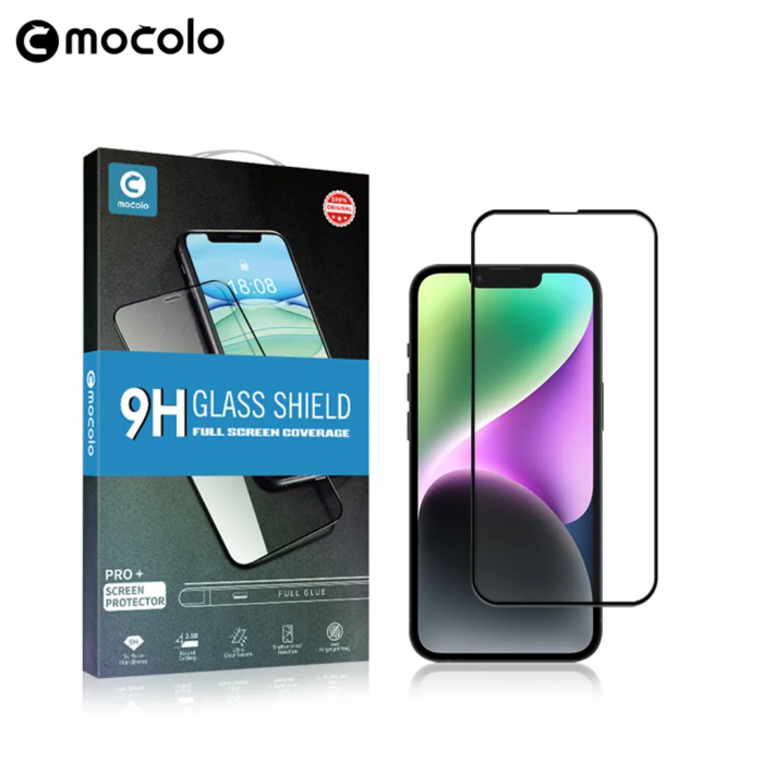 Mocolo - Mocolo iPhone 15 Plus Hrdat Glas Skrmskydd 2.5D - Svart
