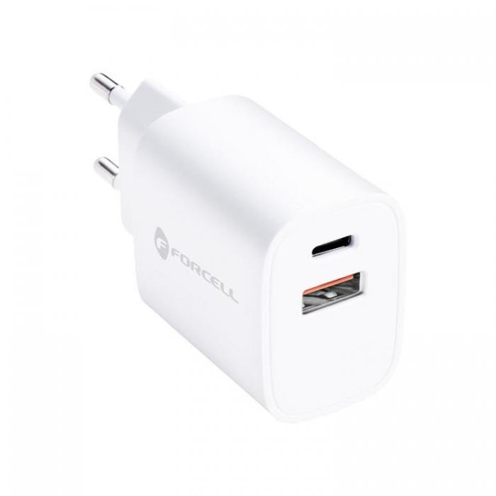 Forcell - Forcell Vggladdare USB-C/USB-A 30W - Vit