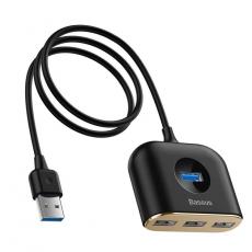 BASEUS - Baseus Square round 4 in 1 USB HUB Adapter - Svart