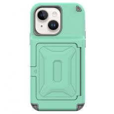 A-One Brand - iPhone 14 Plus Skal Korthållare Mirror Kickstand - Grön