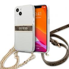 Guess - Guess 4g Brun Strap Gold Chain Skal iPhone 13 Mini - Transparent