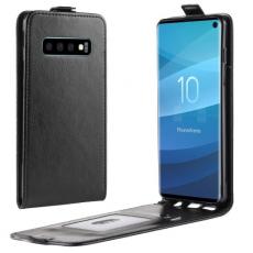 A-One Brand - Crazy Horse Vertical Flip Fodral till Samsung Galaxy S10 - Svart