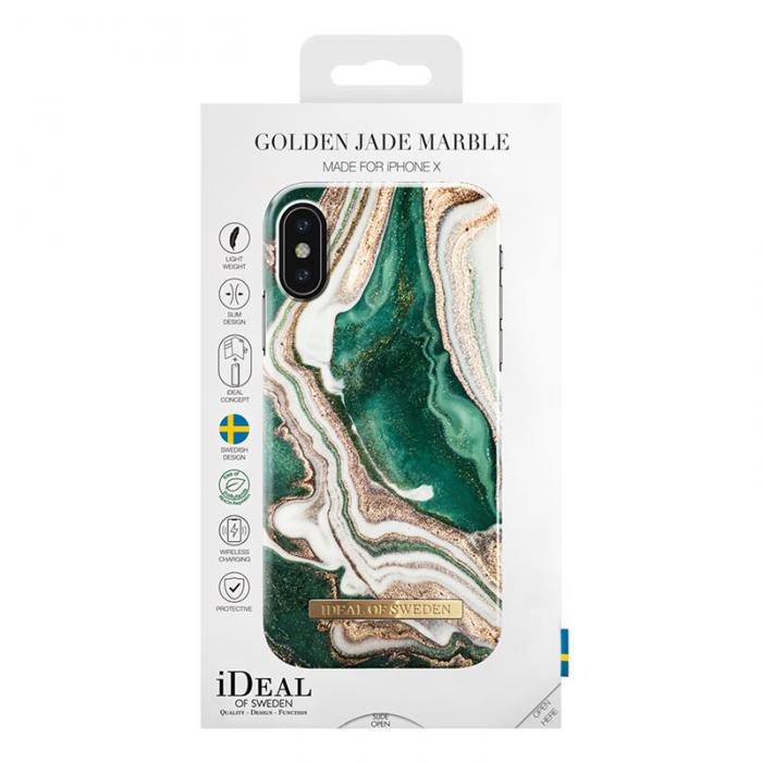 UTGATT5 - iDeal of Sweden Fashion skal iPhone X/XS - Golden Jade Marble
