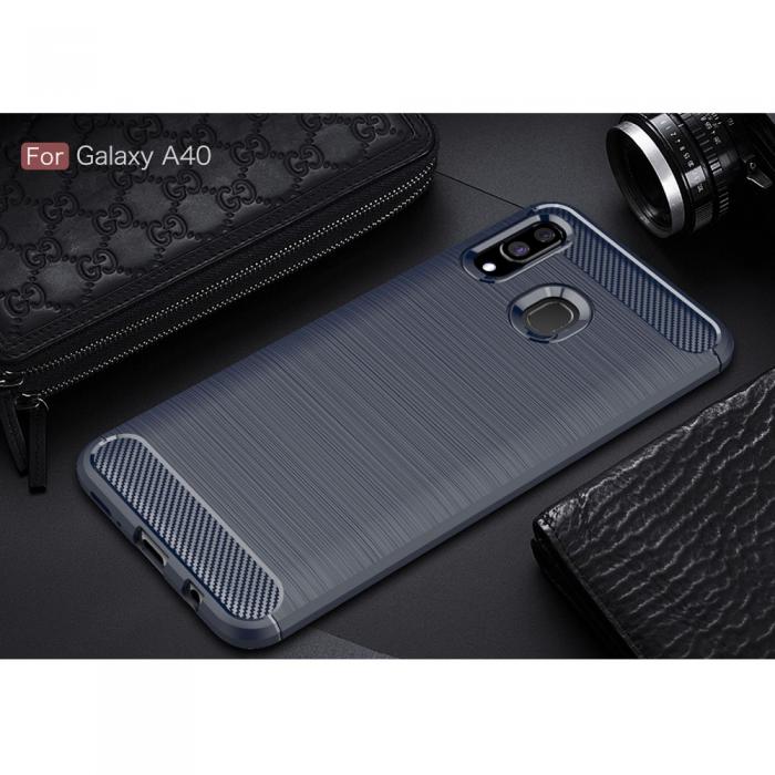 UTGATT4 - Carbon Brushed mobilskal till Samsung Galaxy A40 - Bl