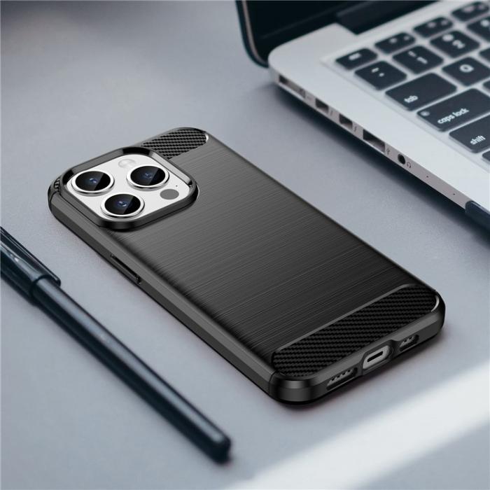A-One Brand - iPhone 15 Pro Max Mobilskal Carbon Fiber Brushed - Svart