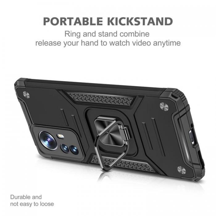 A-One Brand - Metal Kickstand Shockproof Skal Xiaomi 12 Pro - Svart