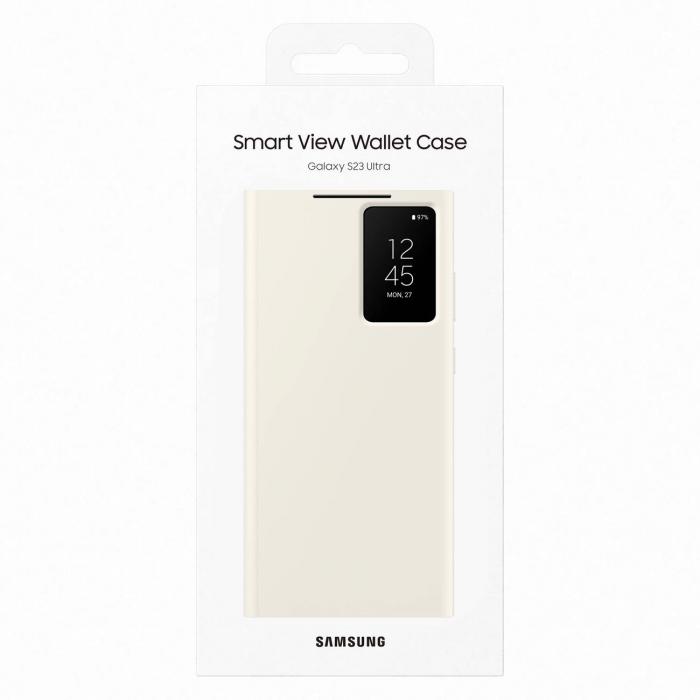 UTGATT1 - Samsung Galaxy S23 Ultra Plnboksfodral Smart View - Cream