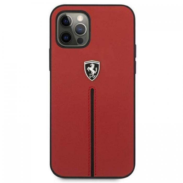UTGATT5 - Ferrari iPhone 12/12 Pro Skal Track Lder Nylon Stripe - Rd