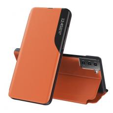 Ruhtel - Eco Leather View Fodral Galaxy S21 Plus - Orange