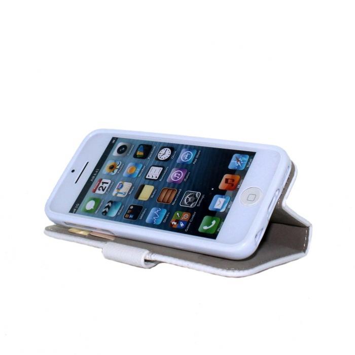 UTGATT5 - CoveredGear Dual Embossed Plnboksfodral till iPhone 5/5S/SE - Vit
