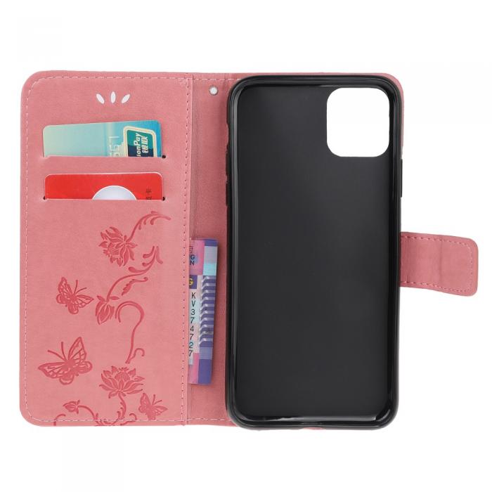 A-One Brand - Butterfly Plnboksfodral till iPhone 11 - Rosa