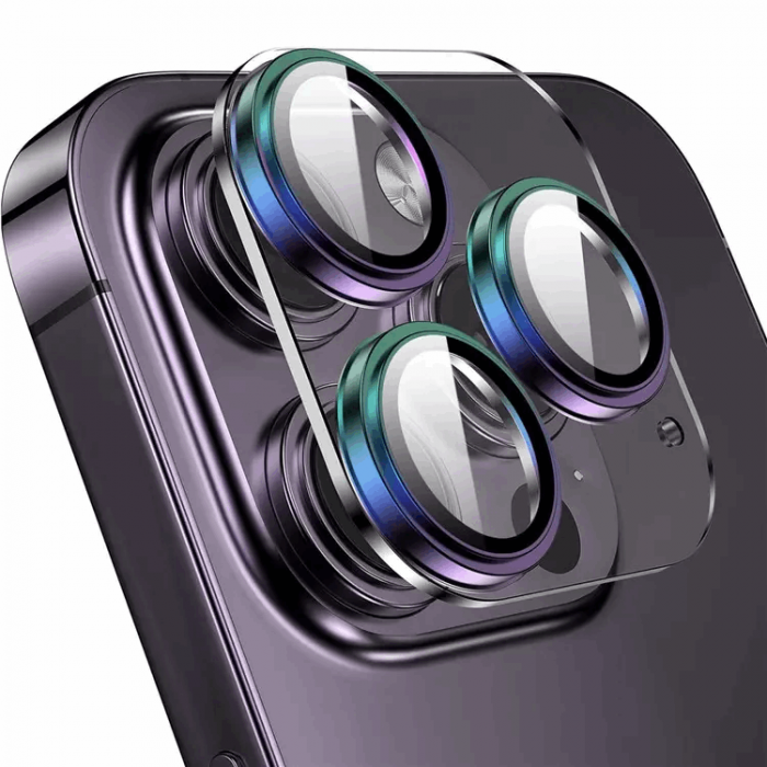 ENKAY - ENKAY iPhone 14 Pro Max/14 Pro Kameralinsskydd i Hrdat glas