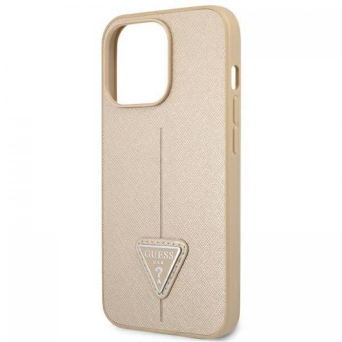 Guess - Guess iPhone 13 Pro Skal Saffiano Triangle Logo - Beige