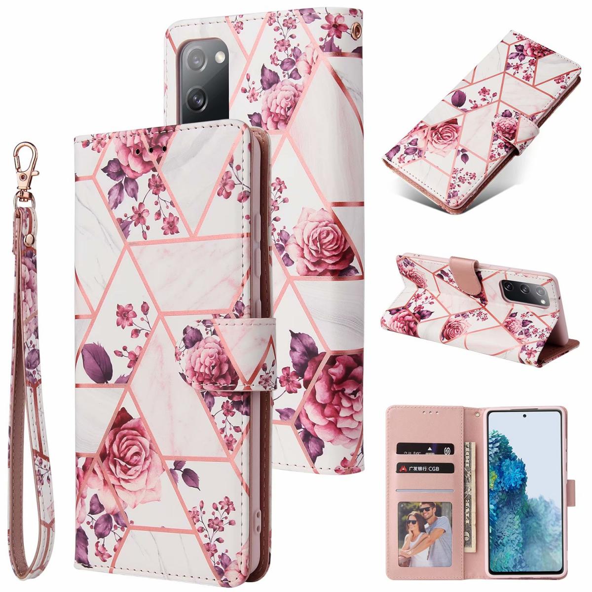 A-One Brand - Marble Grid Plånboksfodral till Galaxy S20 FE - Roses