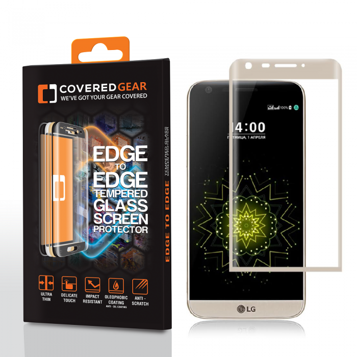 CoveredGear - CoveredGear Edge to Edge Hrdat Glas Skrmskydd till LG G5 - Gold