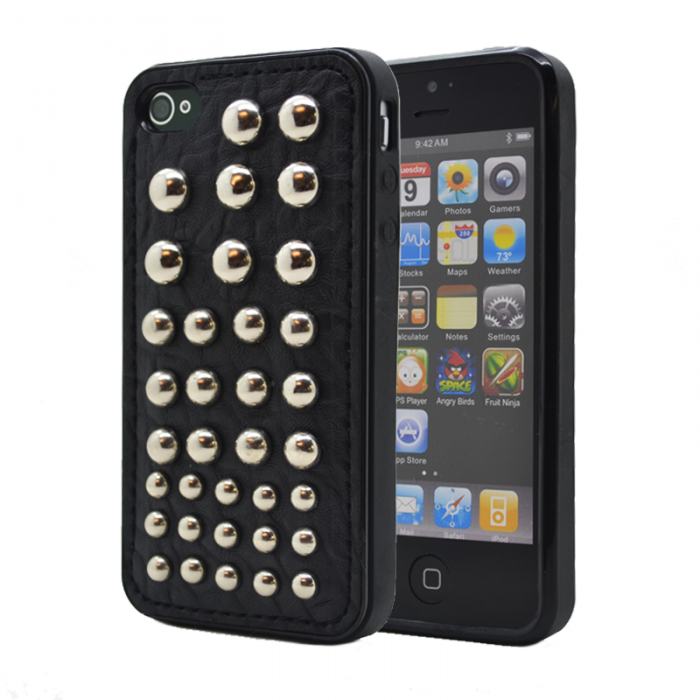 A-One Brand - Studded leather pattern FlexiSkal till Apple iPhone 4S/4 (Dots)