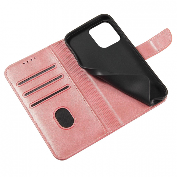 OEM - iPhone 15 Plnboksfodral Magnet Stativ - Rosa