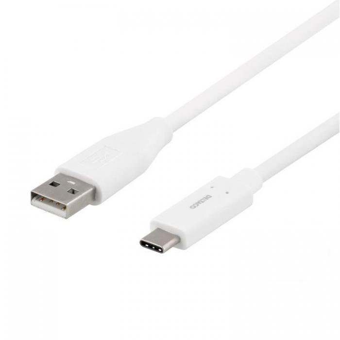 Deltaco - Deltaco USB-A till USB-C Kabel 1.5m 3A - Vit