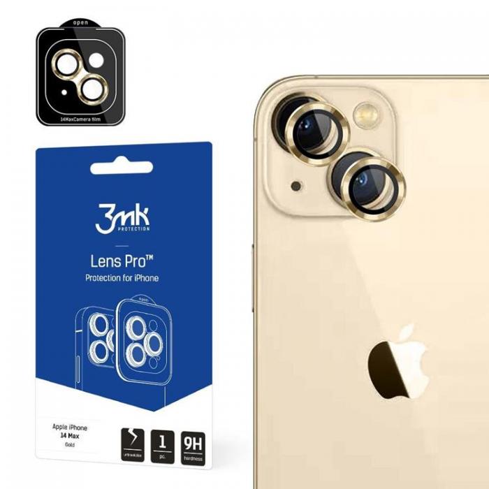 3MK - 3MK iPhone 14 Plus Linsskydd i Hrdat Glas Pro - Guld