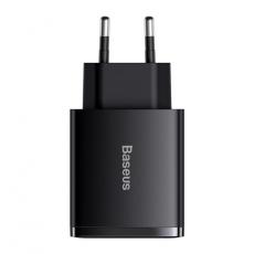 BASEUS - Baseus Compact Väggladdare USB-C Till 2x USB 30W - Svart