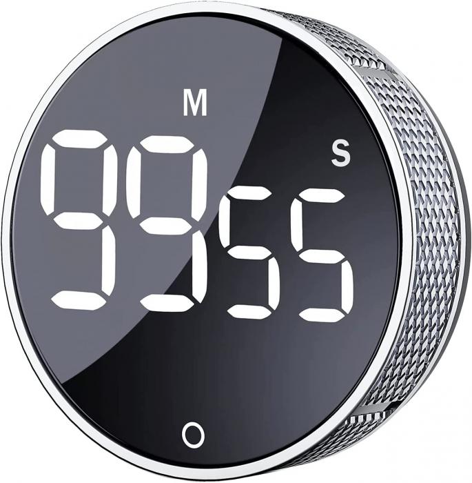A-One Brand - Roterande Digital Timer - LED Display - Silver