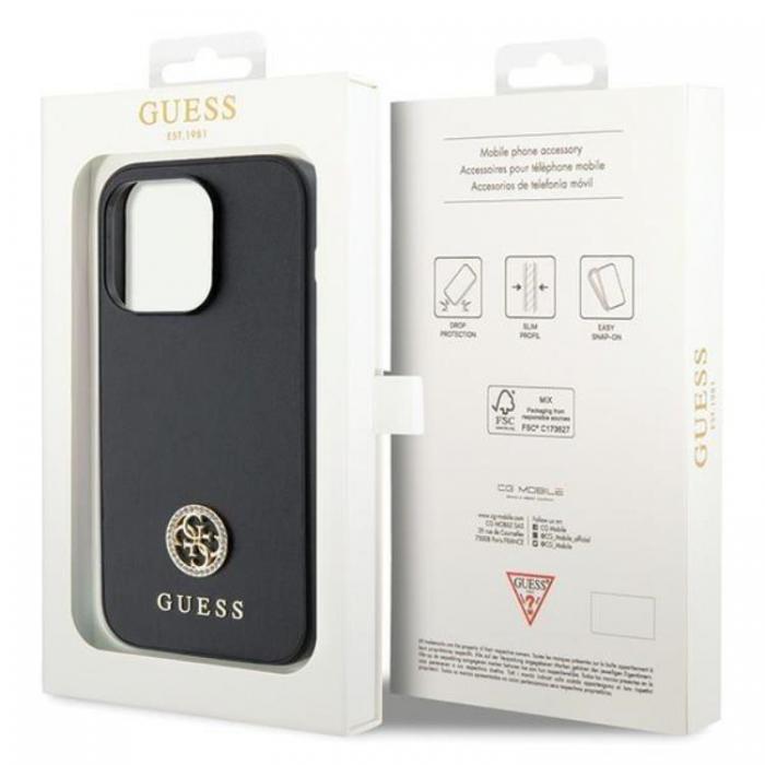 Guess - Guess iPhone 15 Pro Max Mobilskal Strass Metal Logo - Svart