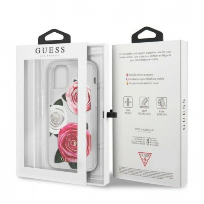 Guess - Guess iPhone 11 Pro Mobilskal Flower Desire Pink White Rose