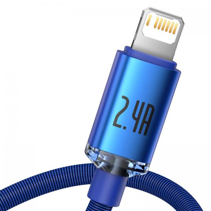 BASEUS - Baseus Crystal USB Type A Till Lightning Kabel 2m - Bl