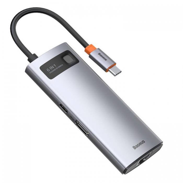 BASEUS - Baseus 6in1 Multifunktionell HUB USB-C 100 W - Gr