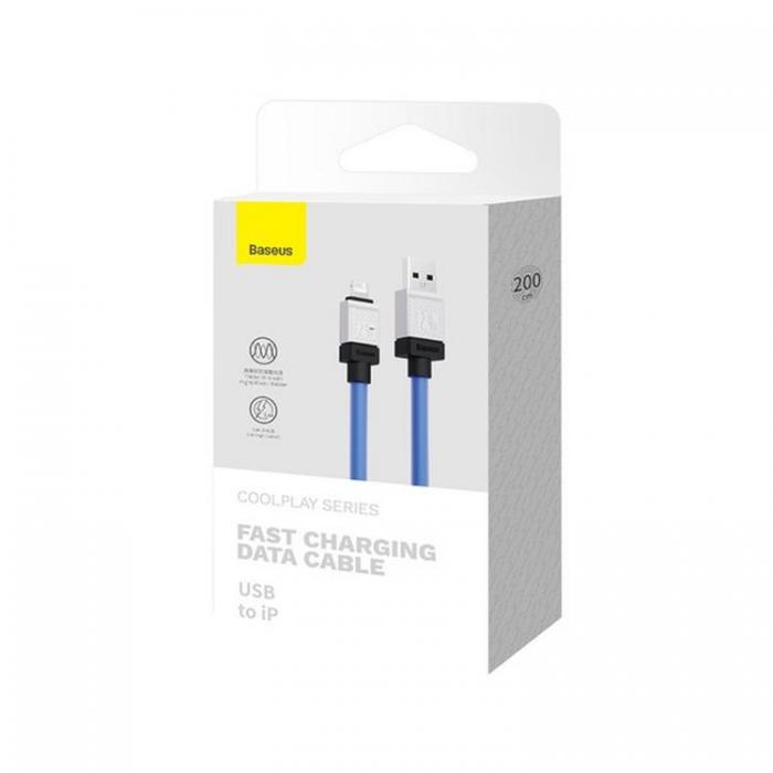 BASEUS - Baseus USB-A Till Lightning Kabel 2m CoolPlay - Bl