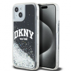 DKNY - DKNY iPhone 15/14 Plus Mobilskal Liquid Glitter Big Logo - Svart