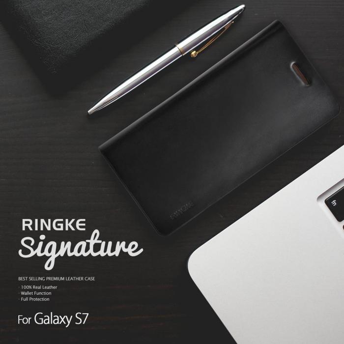 UTGATT5 - Ringke Signature kta lder Plnboksfodral till Samsung Galaxy S7 - Svart