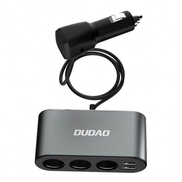 Dudao - Dudao Billaddare 2x USB/3x Cigarette tndare splitter Svart