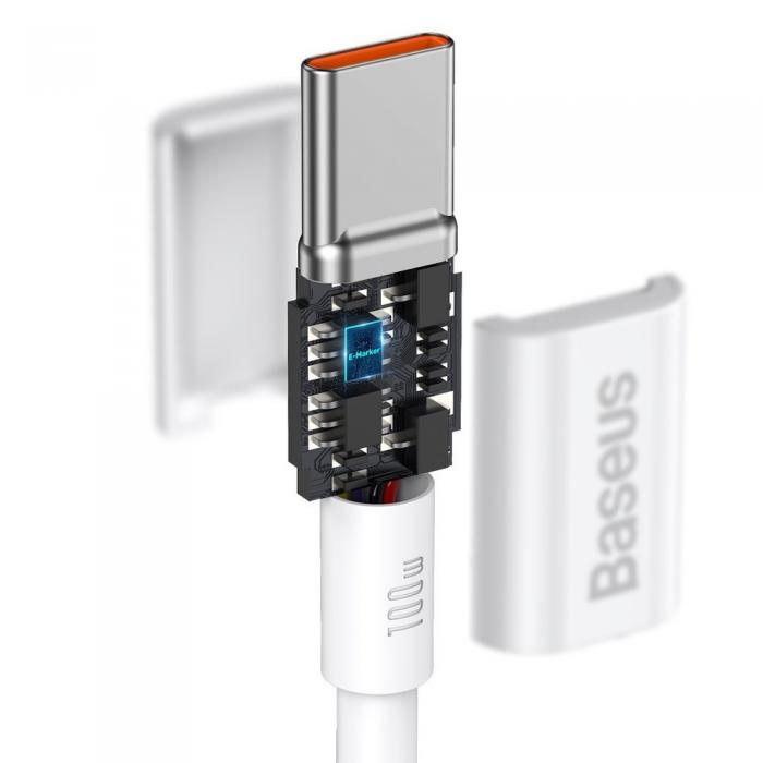 BASEUS - Baseus Superior USB-C till USB-C Kabel 100W 5A 20V 1m - Vit