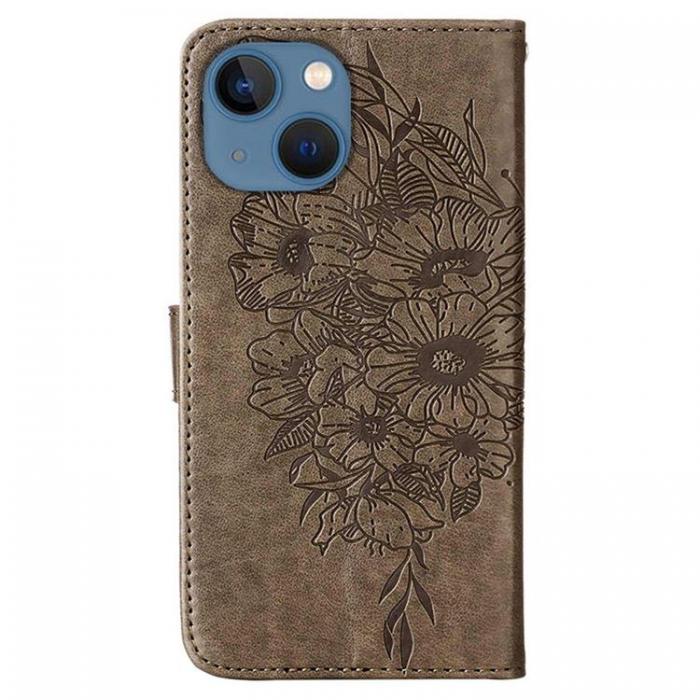 A-One Brand - iPhone 14 Plus Plnboksfodral Butterfly Flower Imprinted - Gr
