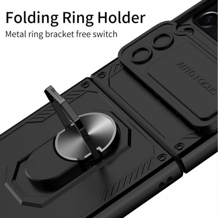 GKK - GKK Galaxy Z Flip 4 Skal Ringhllare Armor Kickstand - Rosa