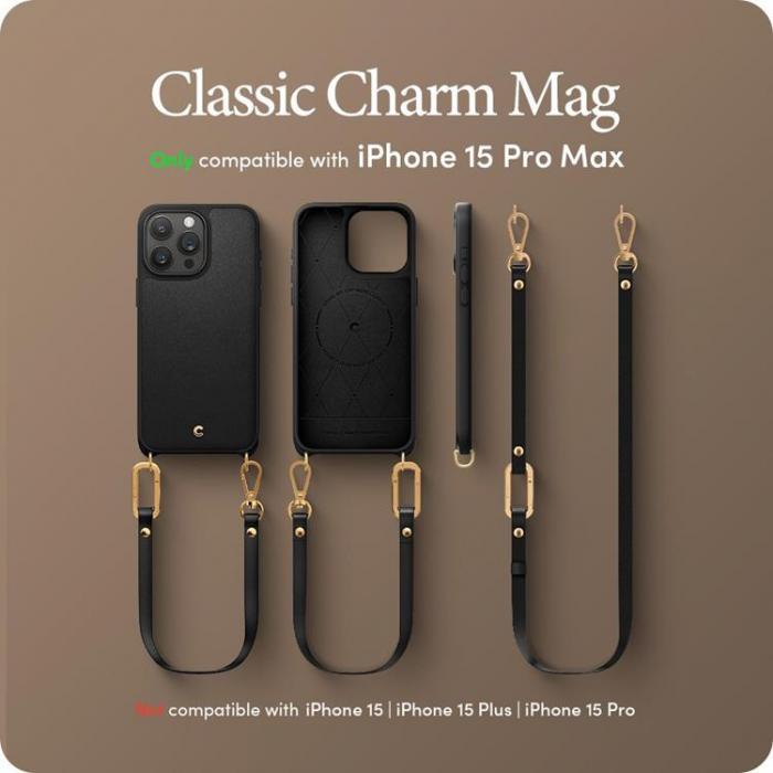 Spigen - Spigen iPhone 15 Pro Mobilhalsband Skal Magsafe Cyrill - Svart