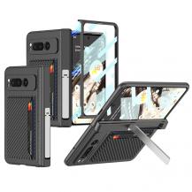 A-One Brand - Google Pixel Fold Mobilskal Korthållare Kickstand - Carbon