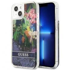 Guess - Guess iPhone 13 mini Skal Flower Liquid Glitter - Blå