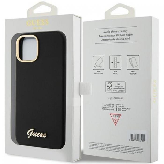 Guess - Guess iPhone 15 Mobilskal Silikon Script Metal Logo Frame