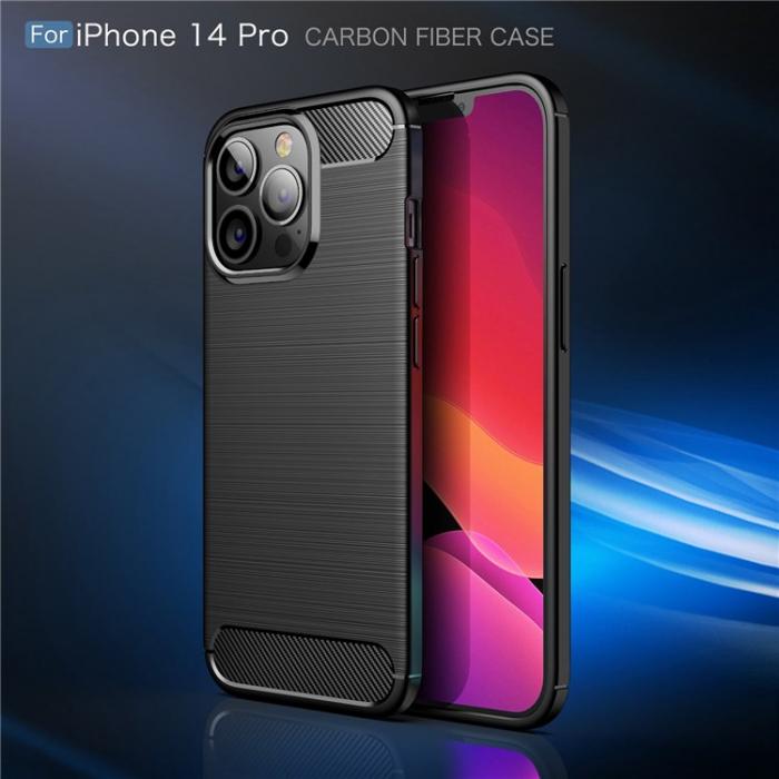 A-One Brand - iPhone 14 Pro Skal Carbon Fiber Texture TPU - Svart