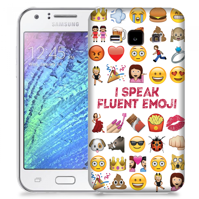 UTGATT5 - Skal till Samsung Galaxy J1 (2015) - I speak fluent Emoji