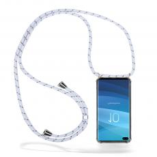 CoveredGear-Necklace - Boom Galaxy S10 Plus mobilhalsband skal - White Stripes Cord