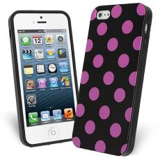 A-One Brand - FlexiCase Skal till Apple iPhone 5/5S/SE - Polkadots (Svart/LIla)