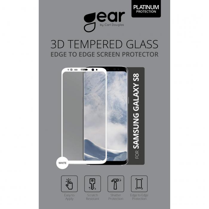 UTGATT1 - GEAR Hrdat Glas 3D Full Cover Samsung S8 - Vit