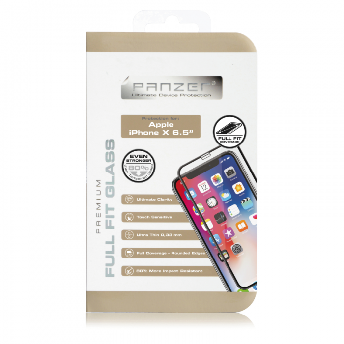 UTGATT1 - Panzer - Full-Fit Silicate Glass iPhone XS Max/11 Pro Max - Svart