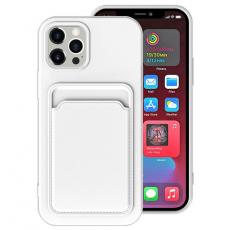 A-One Brand - iPhone 15 Plus Mobilskal Korthållare Silikon - Vit